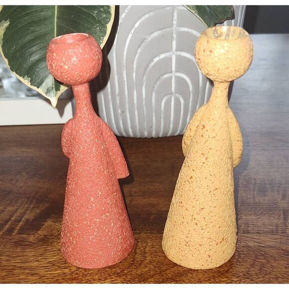 2 Anthropomorphic Air Fern Pots Whimsical Speckled Resin Figures Without Fern - Picture 3 of 6